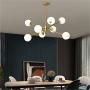 BOKT Mid Century Modern Chandelier 6 Lights Magic Bean Molecular Chandelier Globe Chandeliers Light Fixture for Living Room Restaurant Kitchen Island E26 Base (Gold, 8 Lights)