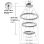 MEEROSEE LED Crystal Chandelier Lighting Ceiling Lights Fixture Contemporary Adjustable Stainless Steel 3 Rings Light for Living Room Bedroom Dining Room D19.7''+15.7''+11.8''