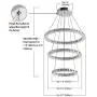 MEEROSEE LED Crystal Chandelier Lighting Ceiling Lights Fixture Contemporary Adjustable Stainless Steel 3 Rings Light for Living Room Bedroom Dining Room D19.7''+15.7''+11.8''