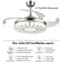 YEELED Light 42'' Remote Control Reversible Retractable Ceiling Fans with 3 Changing Light Color and 6-Gear Fan Speed Invisible Ceiling Fan Chandelier for Indoor Living Room Bedroom Dining Room Ceiling Light Kits with Fans (42 Inch, Silver-06)