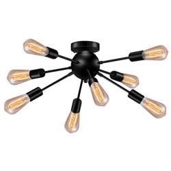 Sputnik Chandelier Ceiling Light,Black Industrial Lighting Fixtures,Edison Light Fixture for Dining Room Bedroom Farmhouse,E26 8-Light