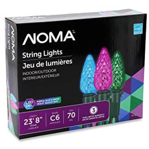 NOMA C6 LED Christmas Lights | 70 Purple, Blue & Green Bulbs | 23.8 Ft. String Light | UL Certified | Indoor & Outdoor