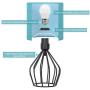 HAITRAL Modern Table Lamps Set of 2 - Black Metal Bedside Teal Lamps for Bedroom, Living Room,Dorm, Side Table, Geometric Desk Lamps with Hollowed Out Base and Blue Fabric Shade