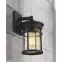 Emliviar Outdoor Wall Light Fixture, Exterior Wall Sconce Lantern, Black Finish with Seeded Glass, 2085B3 BK Emliviar Outdoor Wall Light Fixture, Exterior Wall Sconce Lantern, Black Finish with Seeded Glass, 2085B3 BK