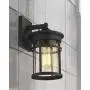 Emliviar Outdoor Wall Light Fixture, Exterior Wall Sconce Lantern, Black Finish with Seeded Glass, 2085B3 BK