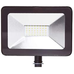 ASD 30W LED Flood Light Outdoor with Arm - 5000K Daylight 3035lm ETL & DLC - Super Bright Outdoor Light -  Bronze Slim LED Flood Light Fixture - Landscape Yard Lighting