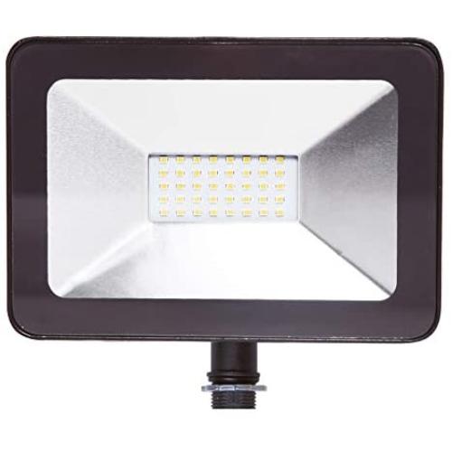ASD 30W LED Flood Light Outdoor with Arm - 5000K Daylight 3035lm ETL & DLC - Super Bright Outdoor Light -  Bronze Slim LED Flood Light Fixture - Landscape Yard Lighting