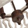 Distressed White Farmhouse Wood Chandelier, Wood Durm Pendant Lighting for Kitchen, Dining Room, Living Room