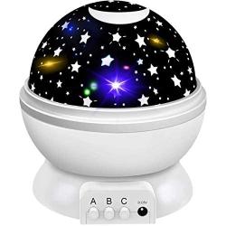 Star Light Projector, Night Light Projector with 4 LED Bulbs 9 Light Color, Bedside Lamp for Birthday, Parties, Kids Bedroom Home Decor. (White)