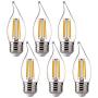 FLSNT LED 60 Watt Equivalent Chandelier Bulbs, 4.5 Watt Dimmable Filament Clear LED Candelabra Bulbs, E26 Medium Base CA11 LED Candle Bulbs, 2700K Soft White, 6 Pack