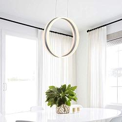 ROYAL PEARL Modern Foyer Pendant Light Dimmable LED Chandelier Adjustable Hanging Pendant Lighting Silver for Living Dining Room Bedroom