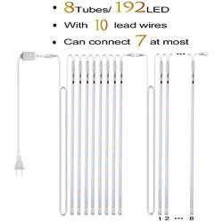 Meteor Shower Falling Rain Lights Christmas Lights 8 Tubes 192 LED Icicle Snow Falling Christmas Lights Outdoor Raindrop Lights, Xmas Wedding Party Tree Holiday Decoration Cool White