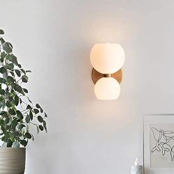 LITFAD Mid Century Modern Cream Bowl Wall Light Glass Wall Sconce Lighting Creative LED Wall Lamp for Living Room Bedroom Corridor Stairway