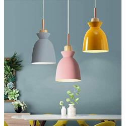 LAKIQ Modern Mini Colorful Pendant Light Nordic Lovely Hanging Ceiling Lighting Kitchen Island Lights for Dining Room Restaurant Bar Living Room (Pink)