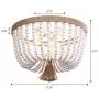 VILUXY Bohemia Wood Beaded Flush Mount Ceiling Light Antique Rustic Mini Chandelier White Finishing for Bedroom, Kitchen Island, Gril Room 3-Light