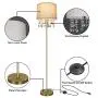 61& Crystal Floor Lamp LED Standing Lamp Linen Shade Elegant Design Floor Light Tall Upright lamp with LED Bulb for Living Room, Bedroom, Office and Reading(Copper)