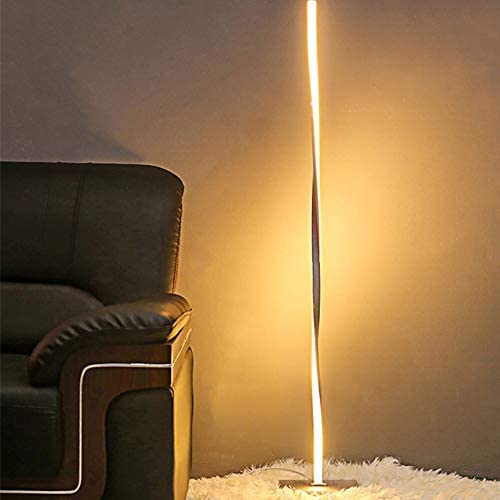 Modern LED Spiral Floor Lamp 48'' Tall Dimmable Standing Table Lamp Bright Lighting Contemporary Indoor Pole Lamp for Living Room Bedrooms Offices (Silver)