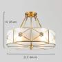 LITFAD Modern Ceiling Hanging Light Brass Flower Semi Flush Ceiling Light 6 Lights Contemporary Elegant Style Glass LED Ceiling Lamp Pendant Lighting for Bedroom Living Room Dining Room Hotel - 23.5''