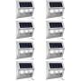 Solar Step Lights with Larger Battery Capacity JACKYLED 8-Pack Stainless Steel Bright 3 LED Solar Powered Deck Lights Weatherproof Outdoor Lighting for Steps Stairs Decks Fences Paths Patio Pathway
