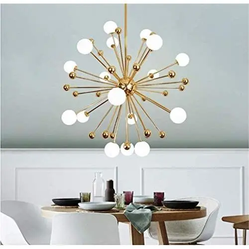 Sputnik Chandelier Lighting, Gold Mid Century Ceiling Lamp Modern Pendant Light Fixture Lighting Ceiling Light Fixture Lighting for Living Room Cafe Bar Dining Room (18 Light)