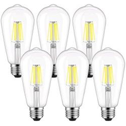 ST58 Vintage LED Edison Light Bulbs 60W Equivalent, 4000K Daylight White, Kohree Dimmable LED Filament Bulbs 6W E26 Base Lamp for Home, Restaurant, Reading Room