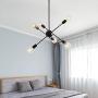 Modern Sputnik Chandelier Lighting Fixture 6 Lights Brushed Brass Chandeliers Mid Century Pendant Light Gold Ceiling Light Fixture for Hallway Bar Kitchen Dining Room (Black)