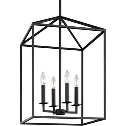 Sea Gull Lighting 5215004-839 Perryton Small Four Hall/Foyer Hanging Modern Light Fixture, Blacksmith Finish