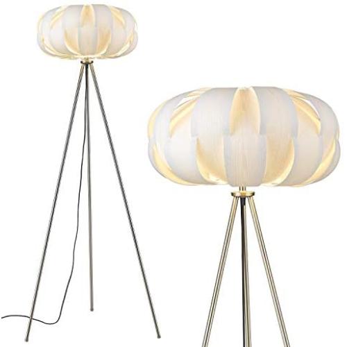 Tripod Floor Lamp, Imego Modern Standing Lamp with DIY Puzzle Lamp Shade, Floor Reading Lamp for Living Room Bedroom Office Kids Room Bright Lighting - White