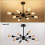 Modern 8-Light Sputnik Chandelier Vintage Semi Flush Ceiling Lights Mid Century Style Pendant Light Fixture for Dining Room Living Room Foyer Coffee Bar Bedroom Black