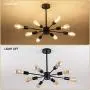 Modern 8-Light Sputnik Chandelier Vintage Semi Flush Ceiling Lights Mid Century Style Pendant Light Fixture for Dining Room Living Room Foyer Coffee Bar Bedroom Black