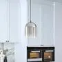 Henn&Hart PD0031 Modern 1 Contemporary Style Smoked Nickel Glass with for, Kitchen, Dining, Living Room, Foyer Pendant Light, One Size, Silver