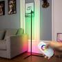 DENGALA Corner Floor Lamp RGB Color Changing Minimalist Corner Lamp 56'' Modern Style Decor Tall Lamp Dimmable LED Floor Lamp with Remote Control for Gaming Room, Living Room, Bed Room 20W - Black