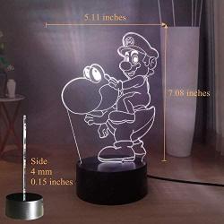 Laysinly Super Mario Night Light, Mario Yoshi LED Night Light for Kids, Mario 7colors Desk Lamp, Child Bedroom Sleeping Night Lamp, Home 3D Acrylic Decor Light, Child Birthday Christmas New Year Gift