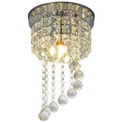 Mini Crystal Chandeliers Light Modern Flush Mount Crystal Ceiling Lights Pendant Light for Bedroom Hallway Kitchen Dining Room (7.87 inch)
