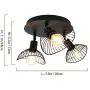 Ganeed Industrial Ceiling Light,3-Light Rustic Semi Flush Mount Ceiling Light Fixture,Metal Cage Pendant Lighting Lamp for Kitchen Living Room Hallway Stairway Garage, E12,Black Painting Finish
