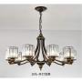 Modern Wrought Iron Chandeliers with Glass Crystal, American 8 Lights Chandeliers, Modern Iron Pendant Lights for Dining Room,Living Room,Office,Cafe,Restaurant(Black)