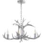 JONATHAN Y JYL6301C Eldora 26'' Adjustable Resin Antler 4-Light LED Chandelier Glam,Rustic,Cottage Dimmable, for Dining Room, Foyer, Bedroom, Silver