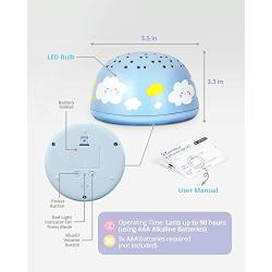 SomeShine Star Light Projector for Bedroom - Music Star Nursery Night Light in Cloud Blue with 5 Lullabies, 3 Color Cycles, and Auto-Off Timer, Safe, Durable, and Portable Kawaii Lamp Projector