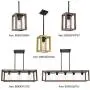 VINLUZ Wood Chandeliers Farmhouse Rectangle Pendant 5 Light Natural Wooden Frame Clear Glass Shade Modern Dining Room Lighting Black Walnut Color Industrial Kitchen Island Foyer Light Fixture Hanging