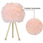Maxax Table lamp Set of 2 Tripod Nightstand Lamp with Gold Finish, Feather Beside Table lamp for Bedrooms/Living Room/Dining Room/Kitchen, Pink