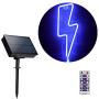 Solar LED Neon Decorative Lights, Neon Sign Shaped Decor Light, Lightning Shape Outdoor Decor for Christmas Halloween Decoration Living Room, Wall,Birthday Party, Wedding Party (Blue)