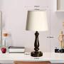 Zermurd Fully Dimmable Bedside Lamp, Bedroom Nightstand Lamp with Two USB Ports Brown Resin Base White Shade Modern Ambient Light for Living Room College Dorm Guest Room, 7W 3000K LED Bulb Included