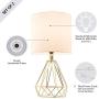 CO-Z Modern Table Lamps for Living Room Bedroom Set of 2, Gold Desk Lamp with Hollowed Out Base and White Fabric Shade, 16 Inches Bedside Lamps for Nightstand Accent