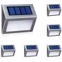 [Warm Light] Solar Lights for Steps Decks Pathway Yard Stairs Fences, LED lamp, Outdoor Waterproof, 6 Pack
