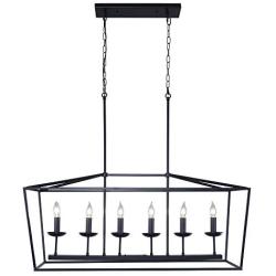 OYIPRO Kitchen Island Lighting, 6 Lights Farmhouse Chandelier Industrial Island Pendant Hanging Modern Light Fixture for Dining Room Kitchen Island Ba