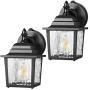 DEWENWILS 2 Pack Dusk to Dawn Wall Light Outdoor, Clear Water Ripple Glass Shade, Exterior Light Fixtures Wall Mount, E26 Socket, Anti-Rust & Waterproof Wall Sconce for Garage, Backyard, UL Listed