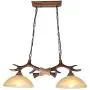 Ladiqi 2 Lights Pendant Light Industrial Farmhouse Dining Table Hanging Island Lighting Fixture Retro Antlers Chandelier Lights Amber for Kitchen Dining Room Living Room Bar