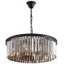 NOXARTE Luxury Round Crystal Chandelier Hanging Ceiling Light with Smoky Gray Lampshade for Dining Room