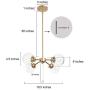 KSANA Gold Chandelier with Pull Chain On/Off Switch, 2 in 1 Sputnik Chandeliers and Semi Flush Mount Ceiling Light for Dining Room, D19.7''x H11.5''