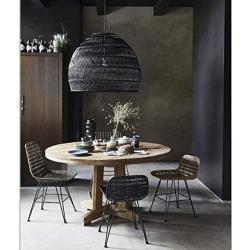 XIAOXY Handwoven Bamboo Rattan Wicker Lantern Chandeliers Retro Industrial Bedroom Bedside E27 Lighting Pendant Lamp (Color : Black)